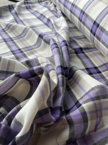 LISA 008 purple/ecru check cotton