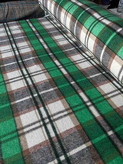 LISA 037 Green/beige/ecru checkered heavy cotton