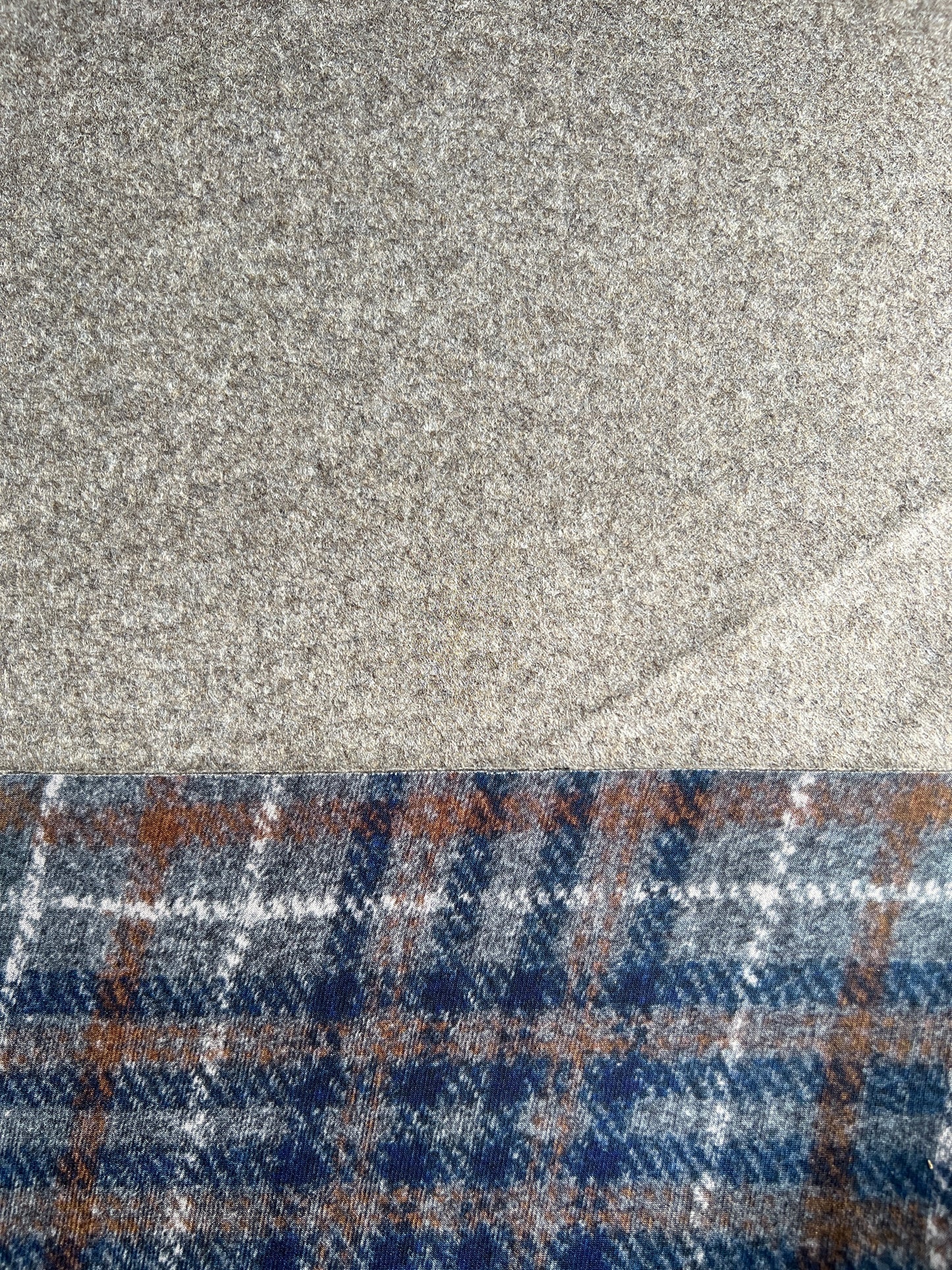 Flip side 009 blue rouille ecru check double face taupe