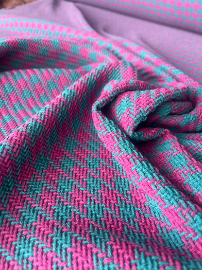 LISA 015 emerald/fuschia  checkered heavy cotton tweed Ch*nel style