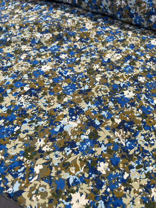 C02 crepon with millefleurs bleu/khaky