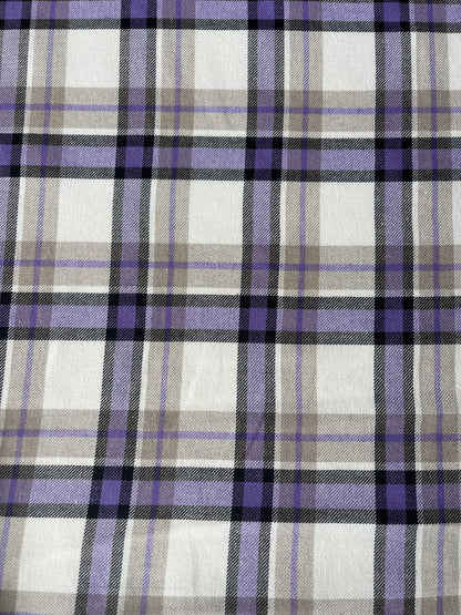 LISA 008 purple/ecru check cotton