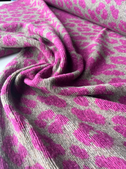 PC LISA 012 sand/fuschia  animalier heavy boiled wool