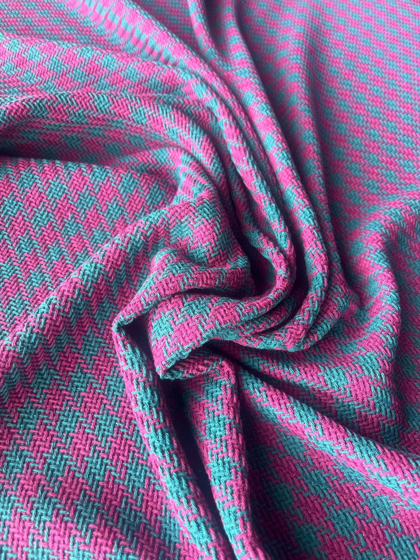 LISA 015 emerald/fuschia  checkered heavy cotton tweed Ch*nel style