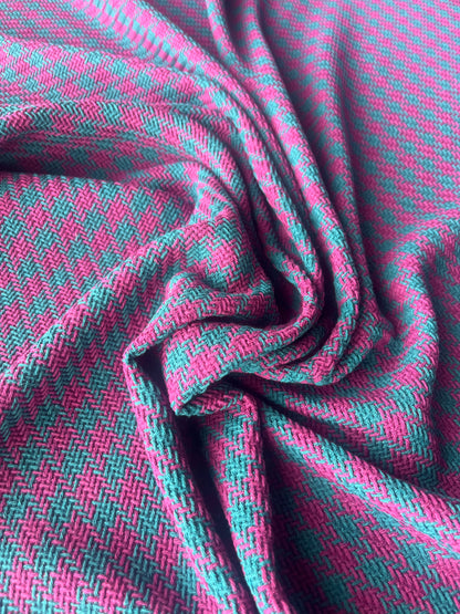 LISA 015 emerald/fuschia  checkered heavy cotton tweed Ch*nel style
