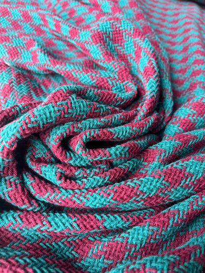 LISA 014 dark emerald/raspberry  checkered heavy cotton tweed Ch*nel style