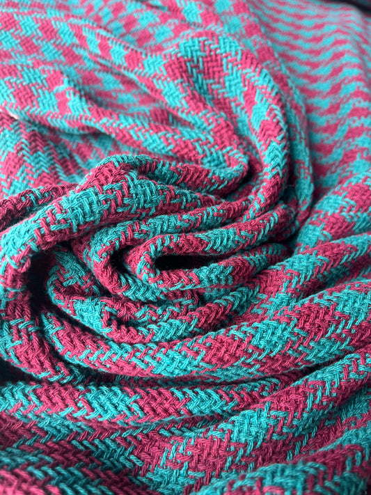 LISA 014 dark emerald/raspberry  checkered heavy cotton tweed Ch*nel style