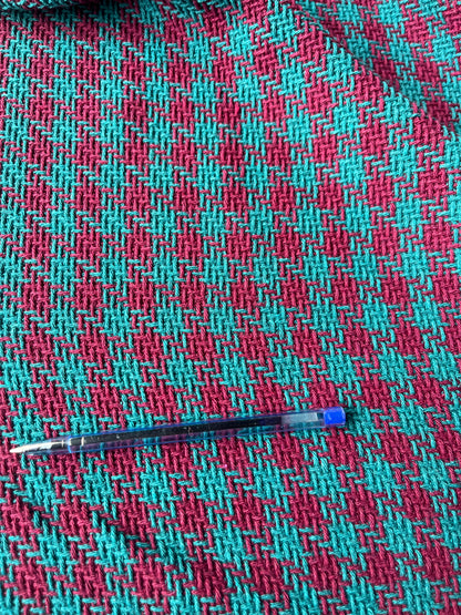 LISA 014 dark emerald/raspberry  checkered heavy cotton tweed Ch*nel style