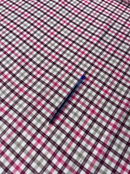 LISA 009 pink/purple/ecru check cotton