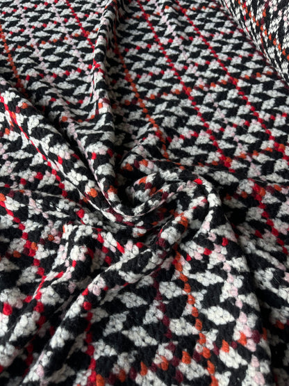 LISA 0033 black/orange/red small design  heavy boiled wool bouclette