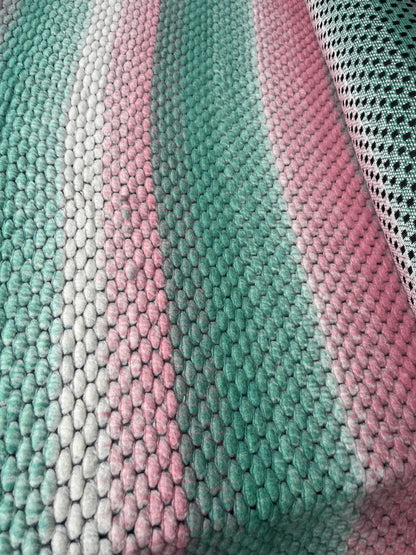 LISA 004  pink/green tie dye stripes heavy boiled wool bouclette