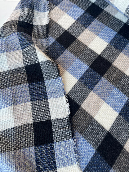LISA 021 ecru/white/blue/black checkered heavy cotton