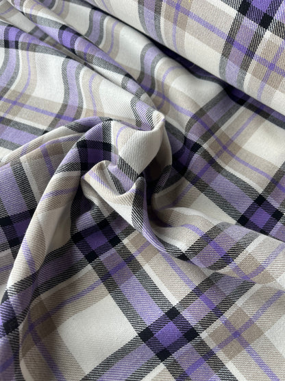 LISA 008 purple/ecru check cotton