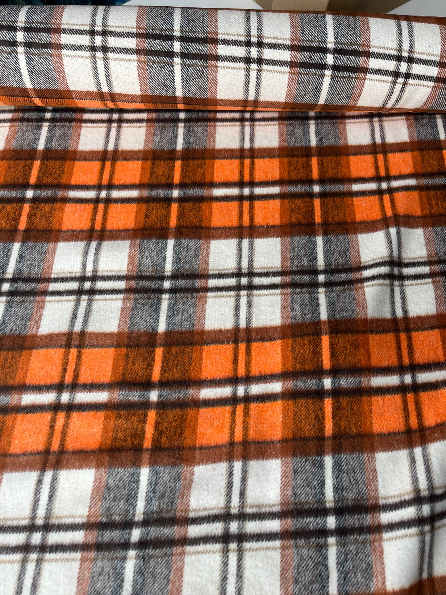LISA 089 orange /brown/ecru checkered heavy cotton