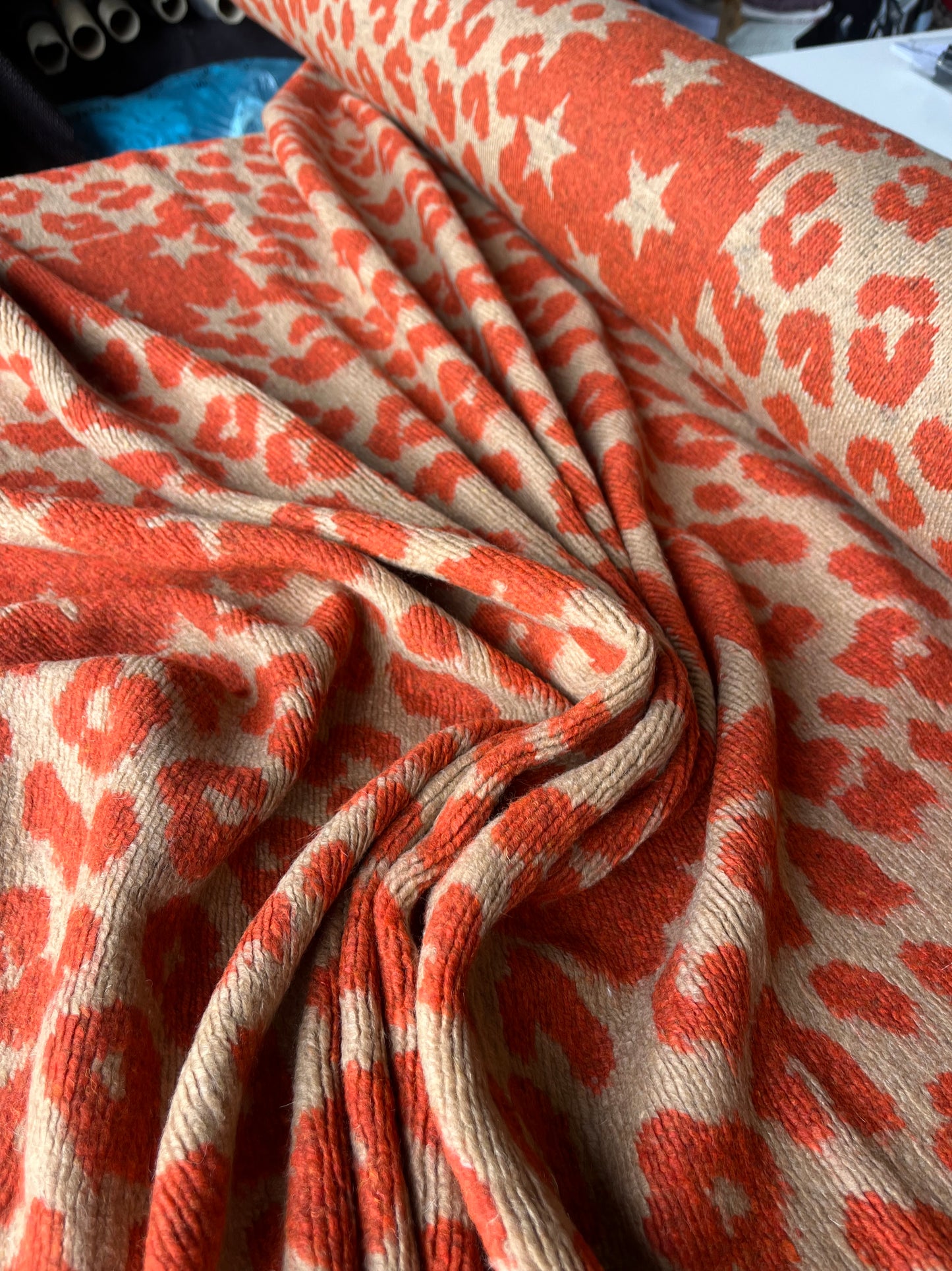 LISA 52 sand/orange animalier heavy boiled wool