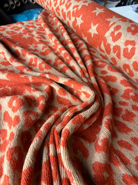 LISA 52 sand/orange animalier heavy boiled wool