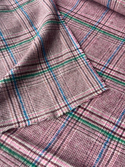 LISA 003 light pink green blue checkered heavy cotton tweed
