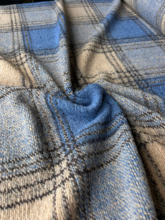 LISA 070 camel/blue heavy boiled wool check