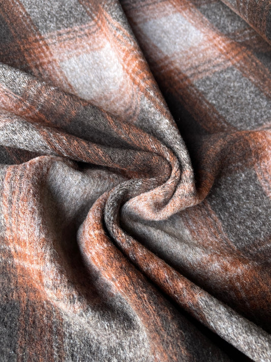LISA 055 heavy boiled wool brown/grey/orange check