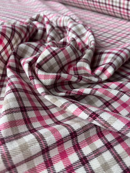 LISA 009 pink/purple/ecru check cotton