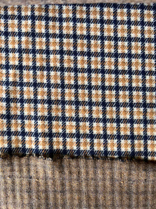 Wallet on diet 061 Wool jersey navy/mustard check