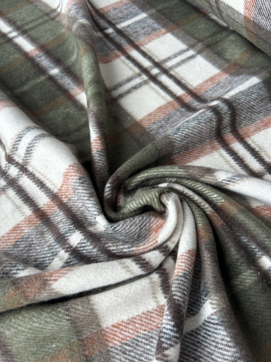 LISA 081 khaki/brown/ecru checkered heavy cotton
