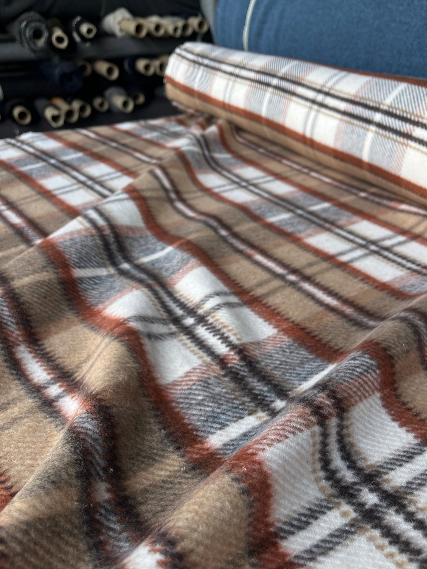 LISA 058 brow/camel checkered heavy cotton