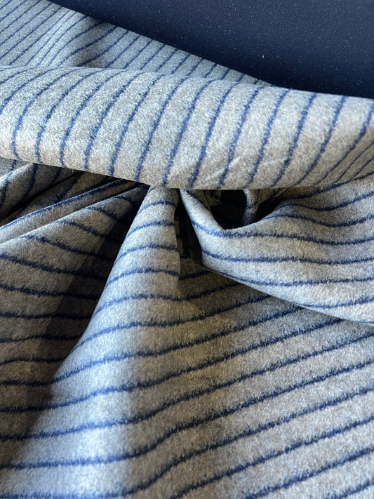 Wallet on diet 047 double face wool taupe navy stripes