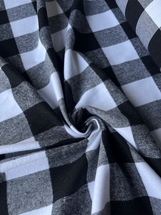 LISA 035 black White  checkered heavy cotton flannel