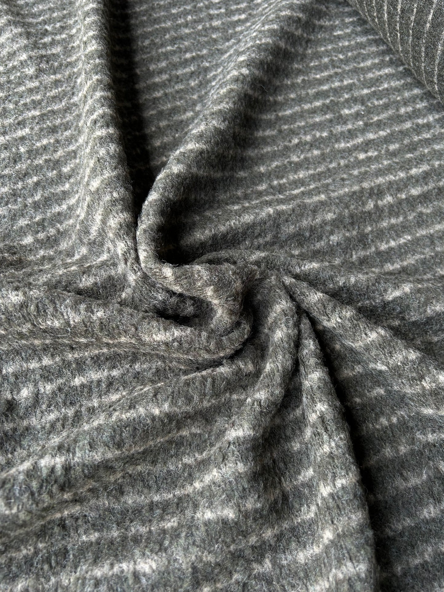 LISA 084 khaky/ecru striped heavy boiled wool