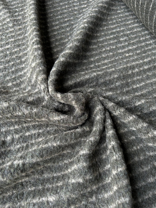 LISA 084 khaky/ecru striped heavy boiled wool