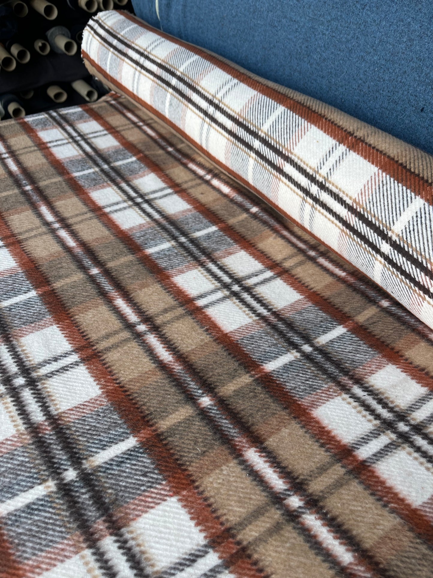 LISA 058 brow/camel checkered heavy cotton