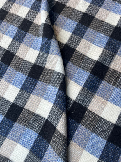 LISA 021 ecru/white/blue/black checkered heavy cotton
