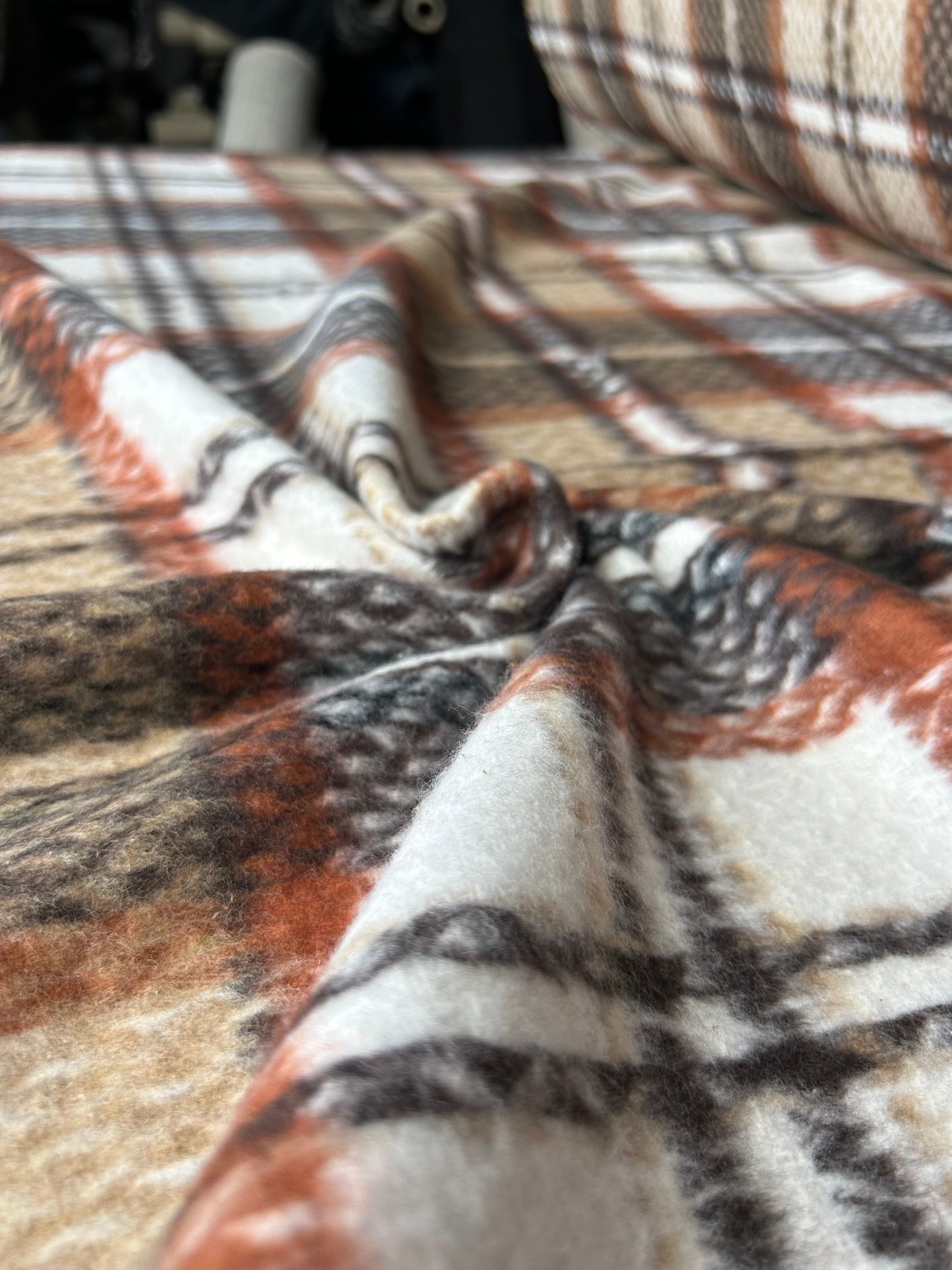 LISA 073 orange/brown/camel checkered heavy cotton