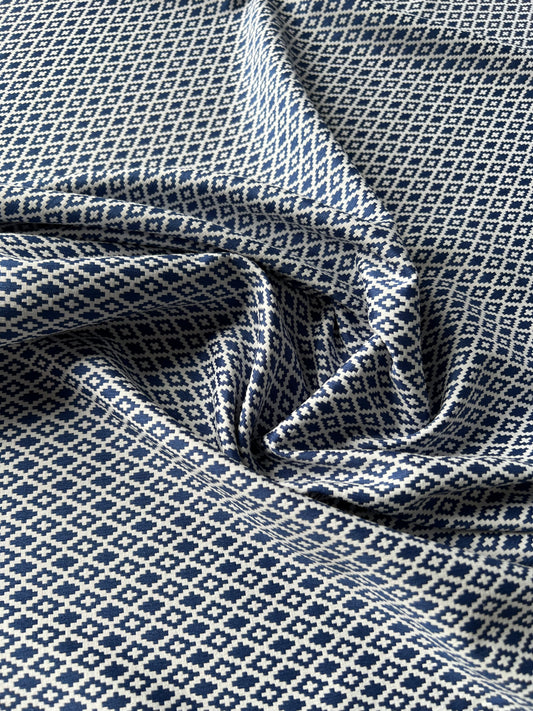 Wallet on diet 034 cotton stretch jacquard blue/white losange design