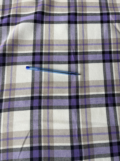 LISA 008 purple/ecru check cotton