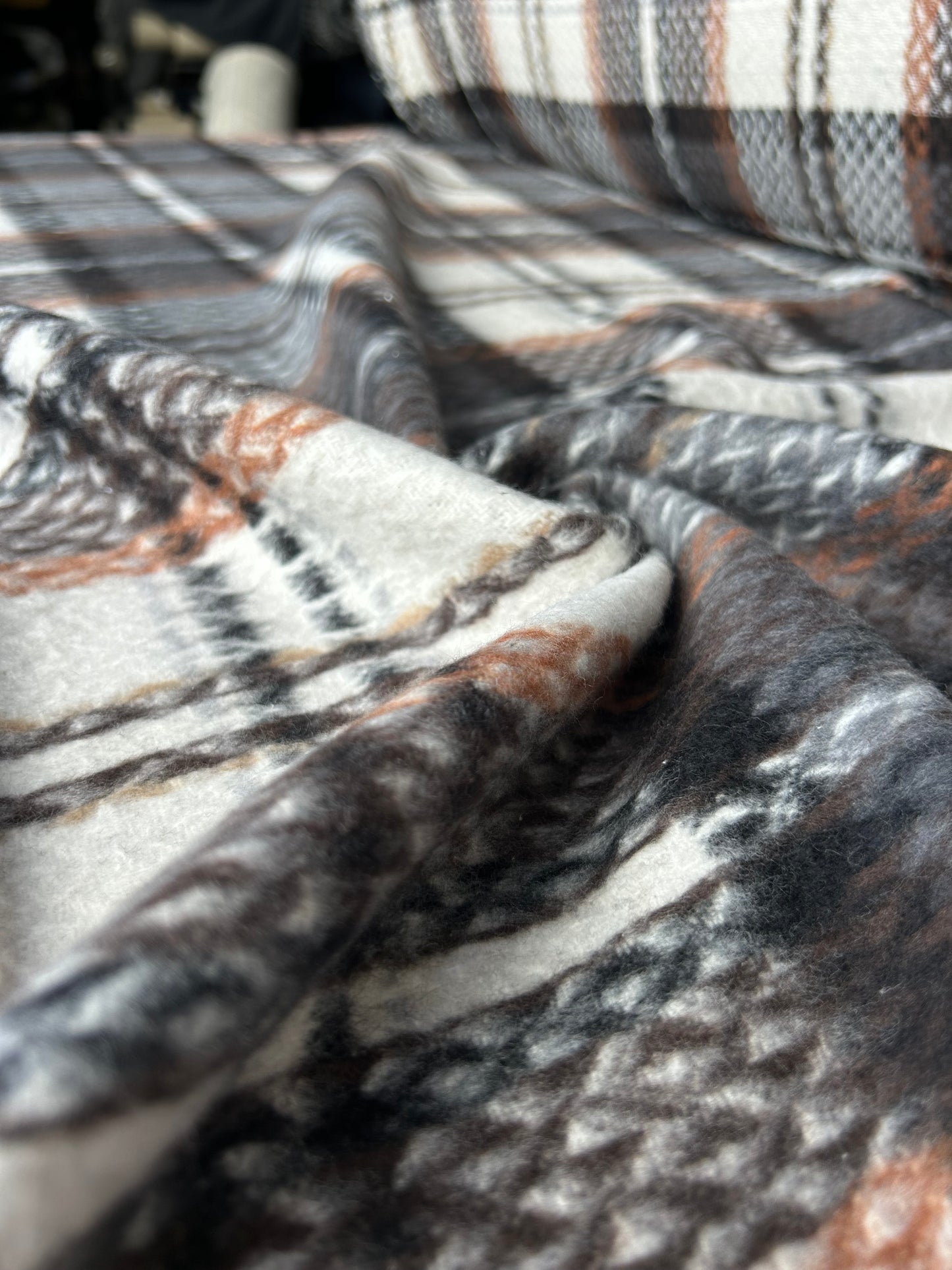 LISA 072 orange/brown/ecru checkered heavy cotton