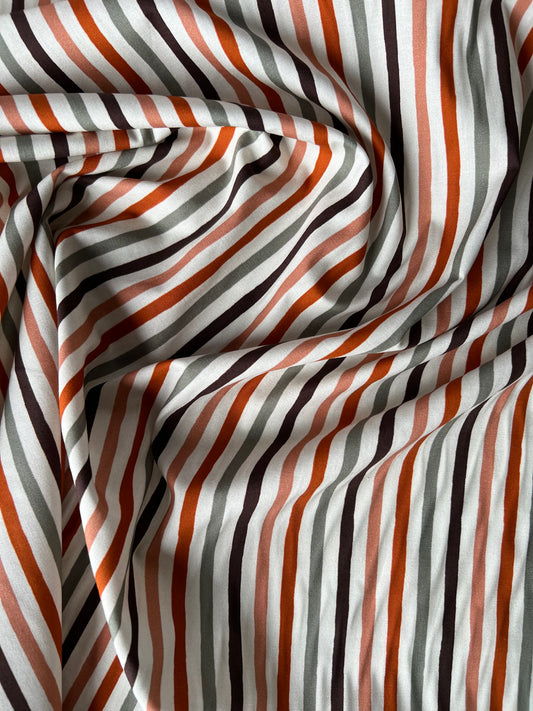 Wallet on diet 002 cotton voile print stripes orange/brown/white