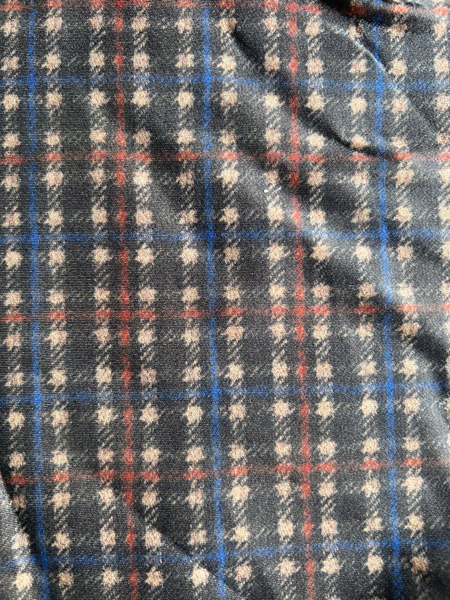 Flip side 005 blue red beige check double face beige