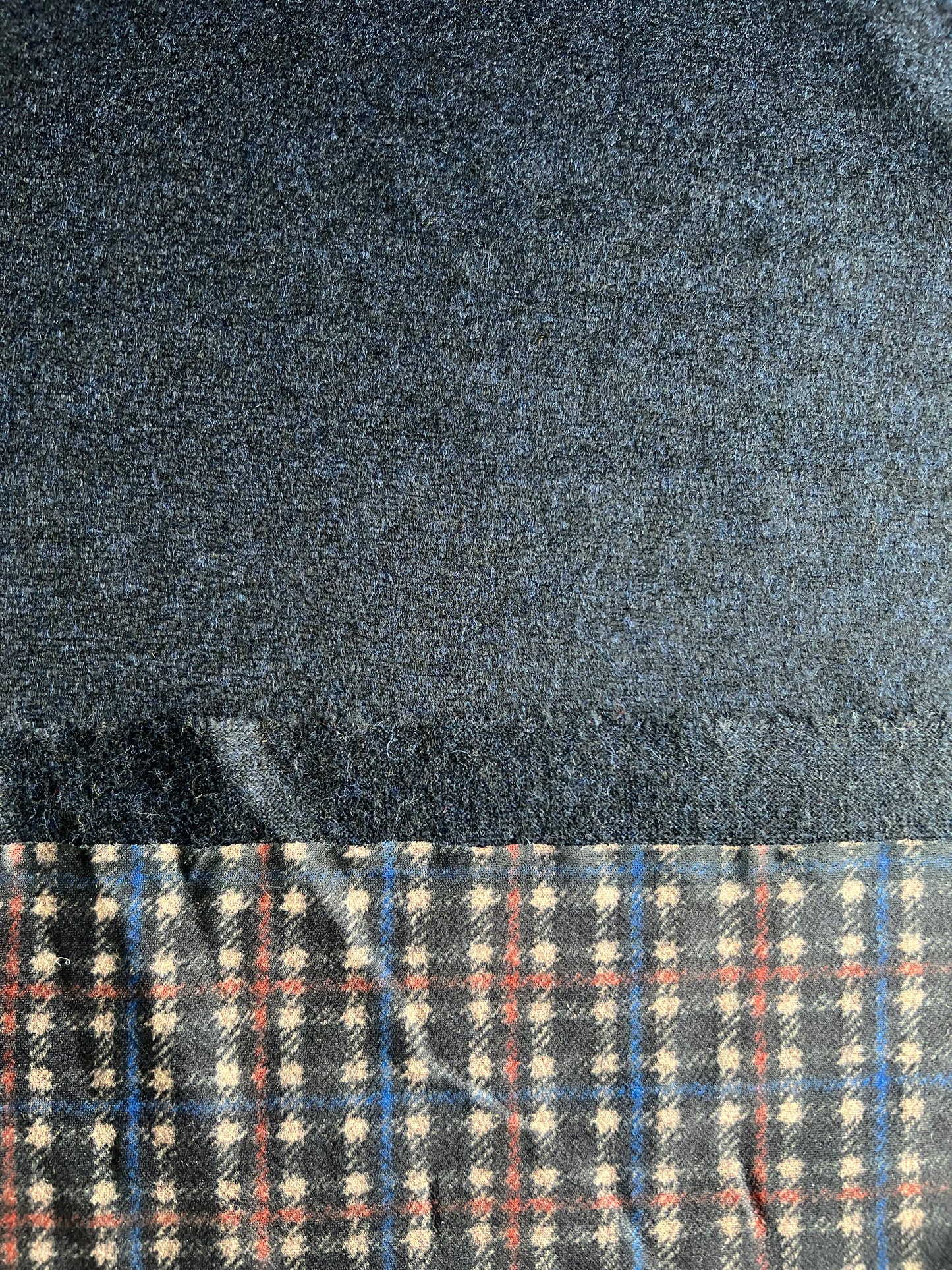 Flip side 004 blue red beige check double face navy