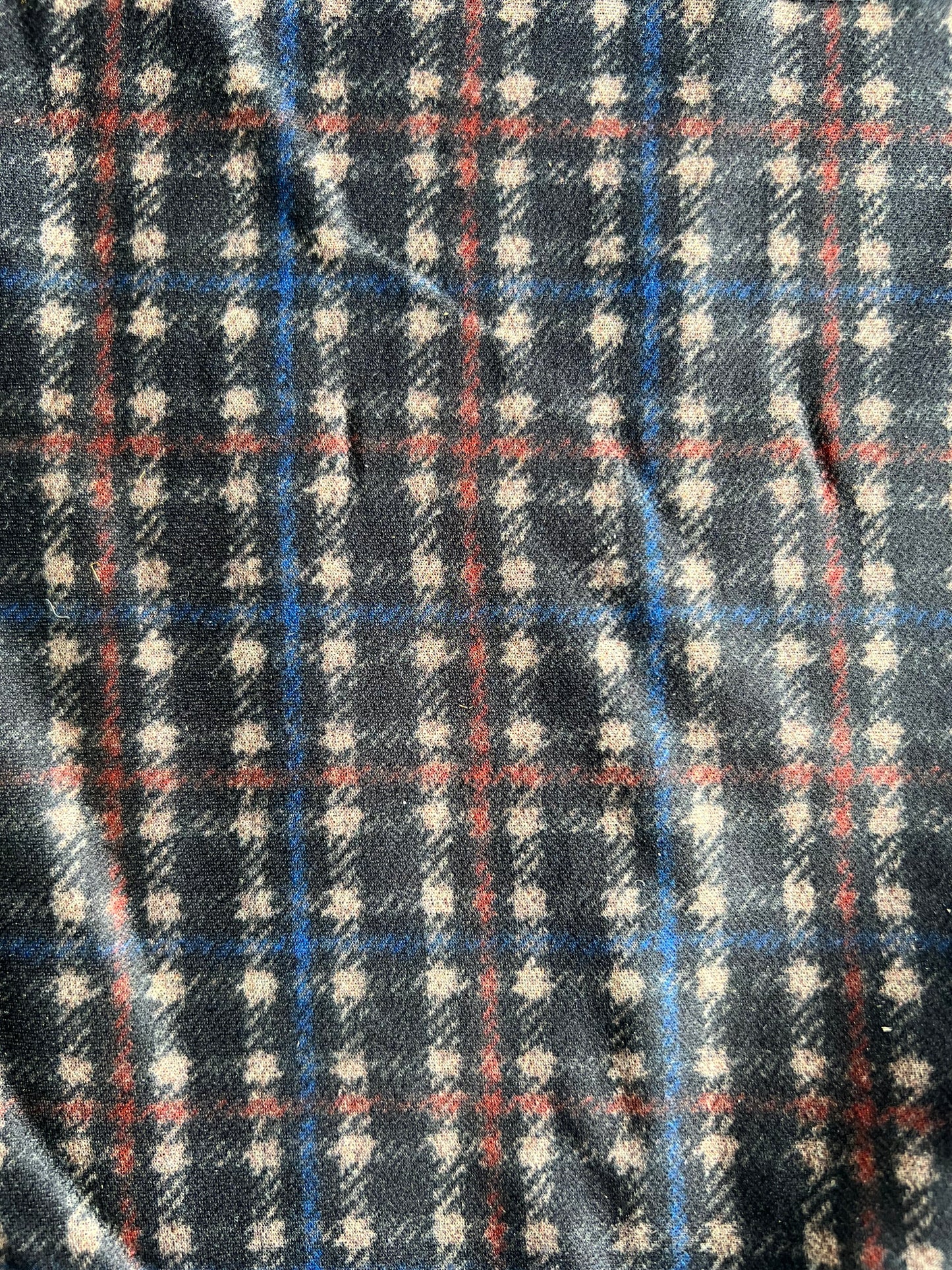 Flip side 004 blue red beige check double face navy