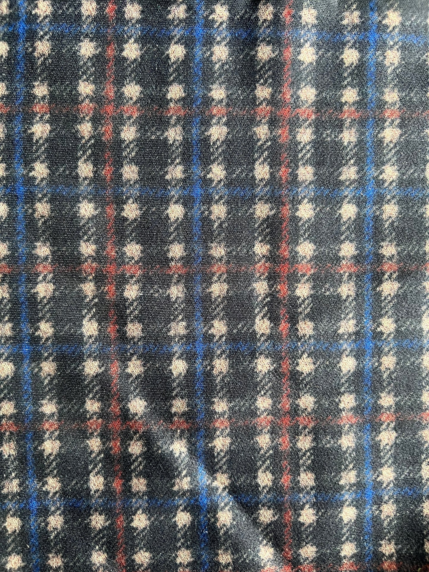 Flip side 007 blue red beige check double face dark grey