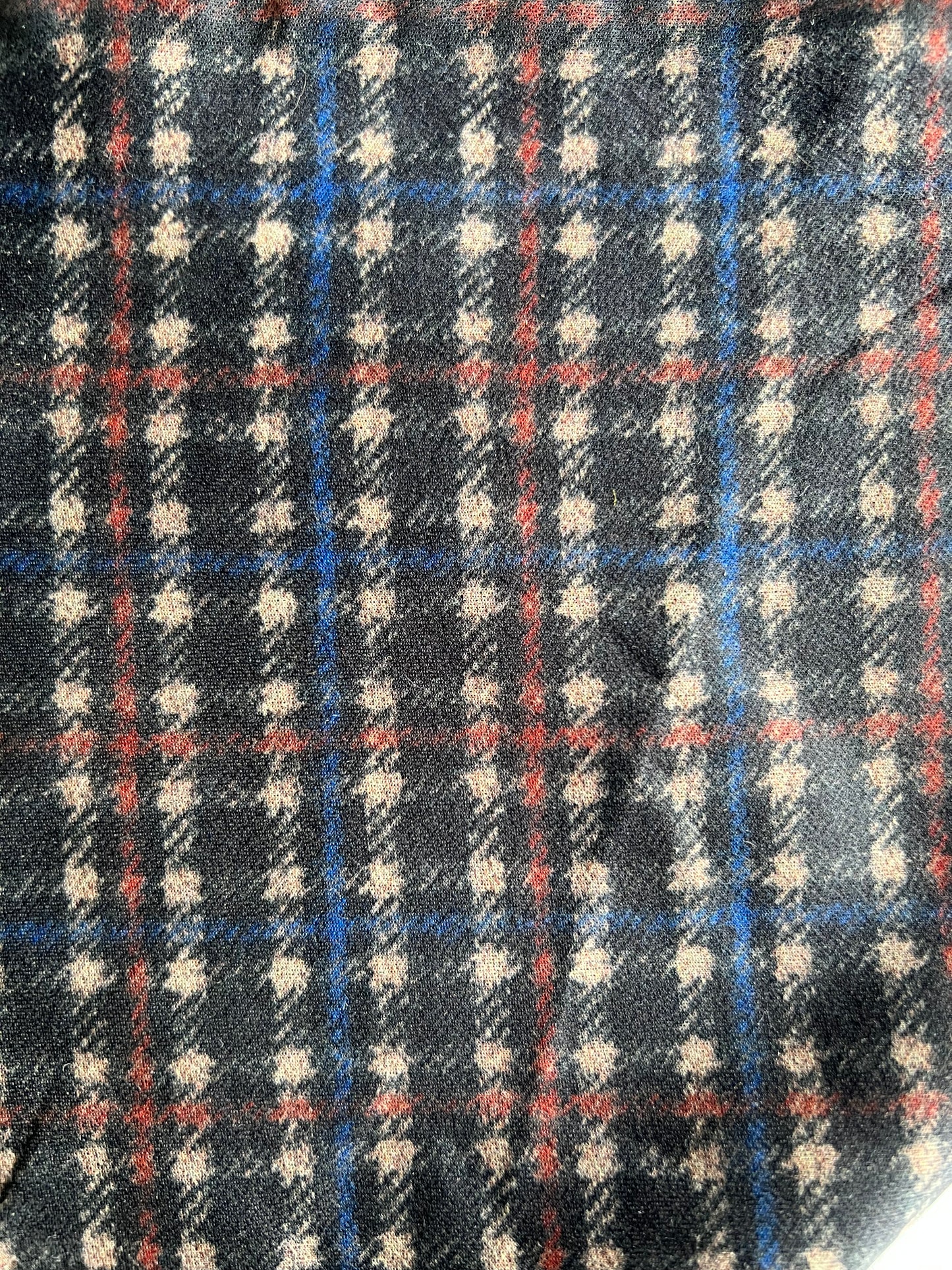 Flip side 008 blue red beige check double face dark green