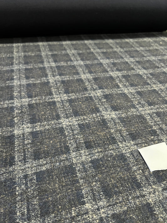 Flip side 021 navy brown ecru check double face navy