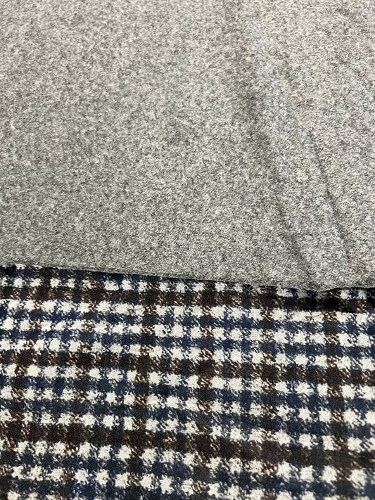 Flip side 046  blue brown greycheck double face mid grey