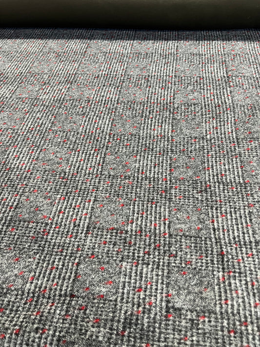 Flip side 054 grey check red dots double face khaki