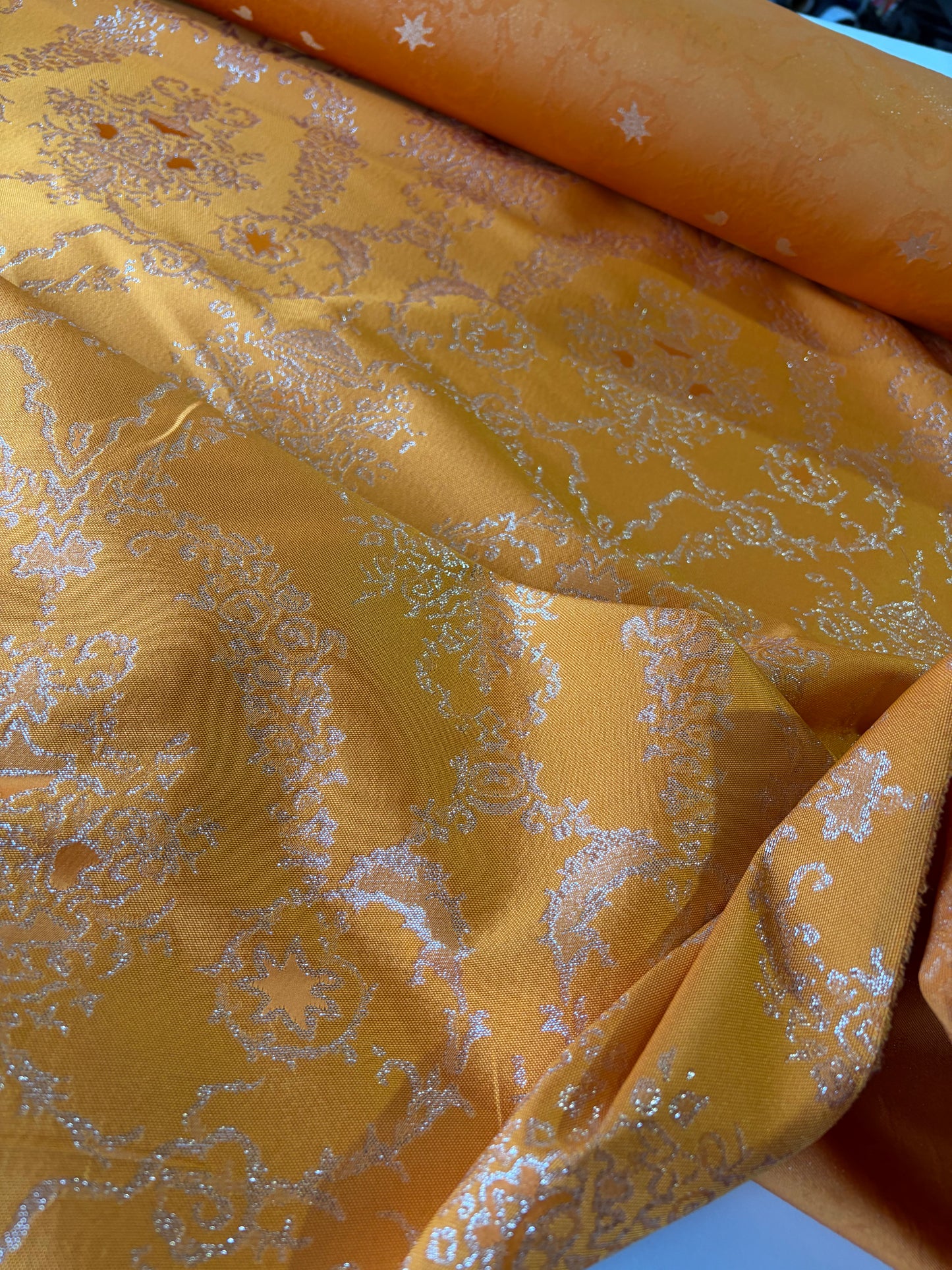 STAN 002 cotton lurex jacquard bright orange/silver