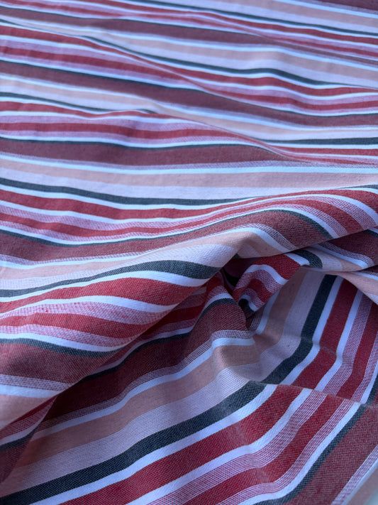 BART 025 red/old pink striped cotton bengaline