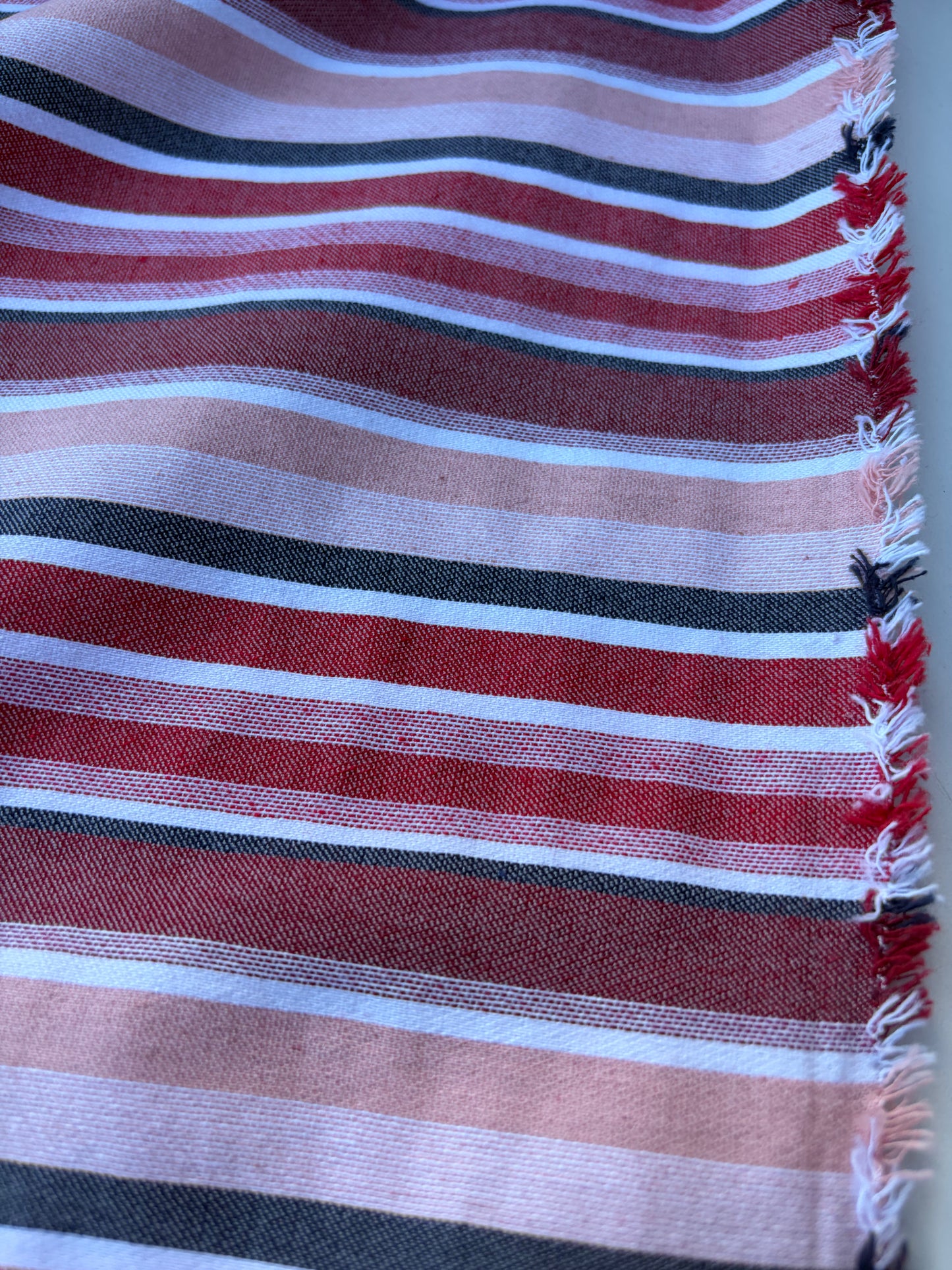 BART 025 red/old pink striped cotton bengaline