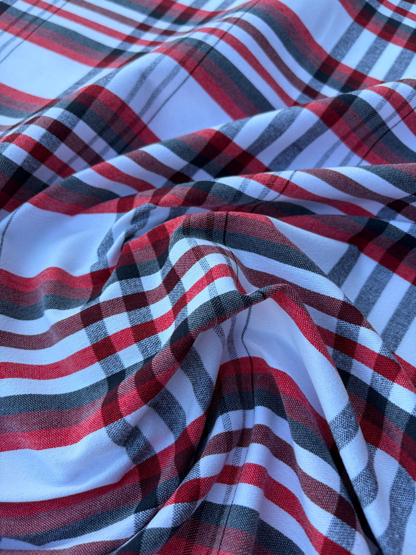 BART 026 red/white  checkered cotton bengaline